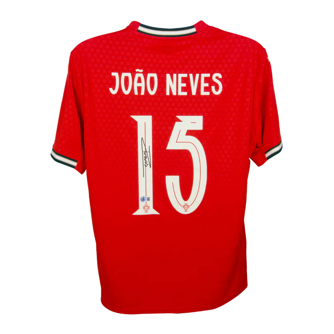Framed Joao Neves Signed Portugal FC Home Soccer Jersey #15 with Beckett Witness - Image 3