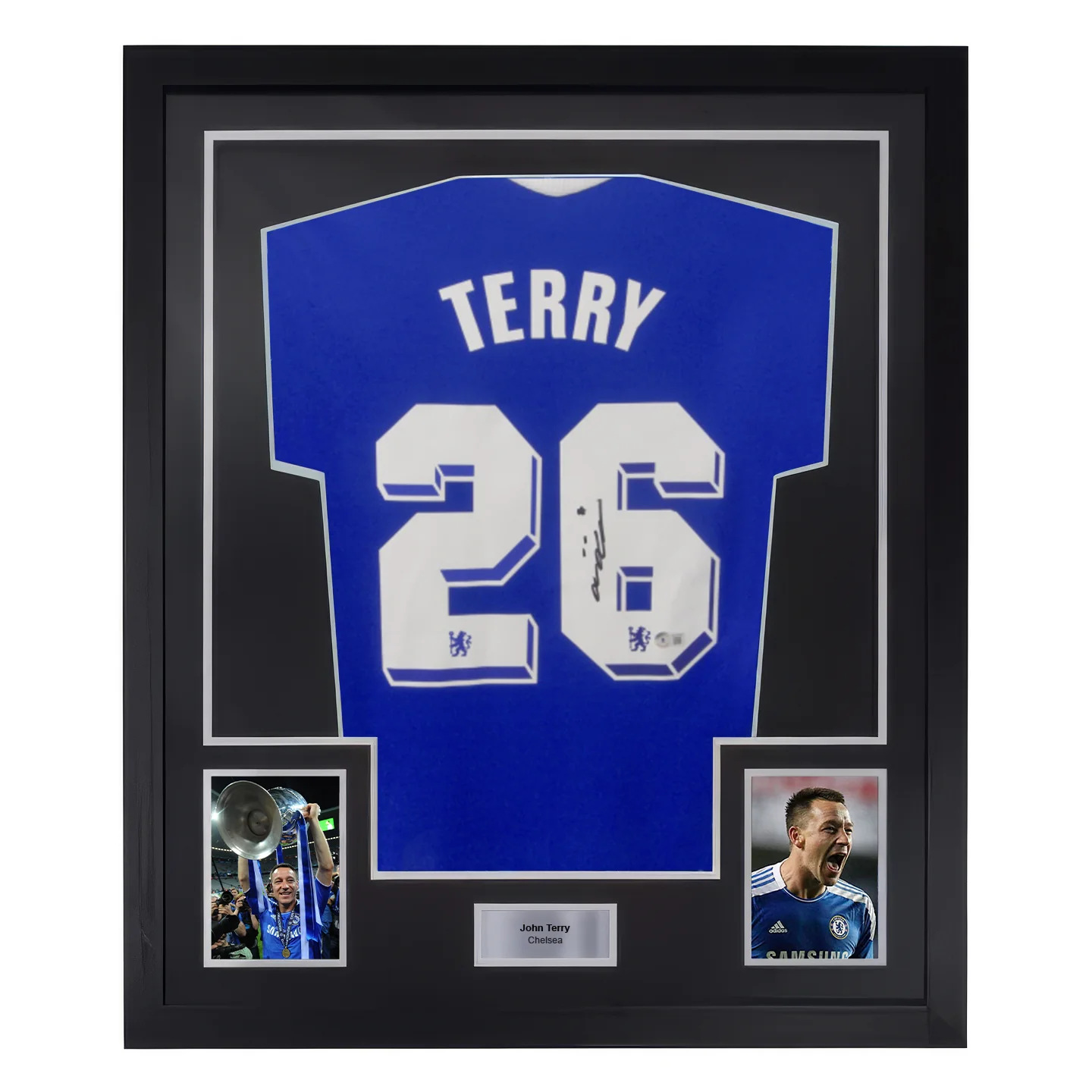 Framed John Terry Signed Chelsea FC Champions League Soccer Jersey #26 with Beckett COA