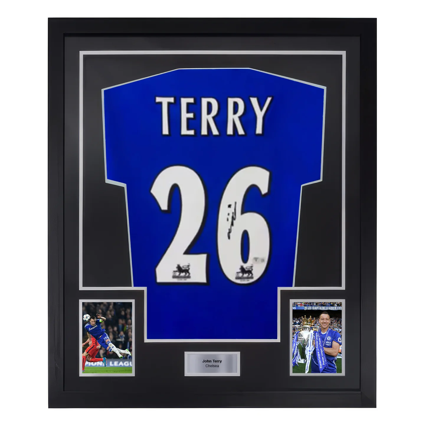 Framed John Terry Signed Chelsea FC Home Soccer Jersey #26 with Beckett COA