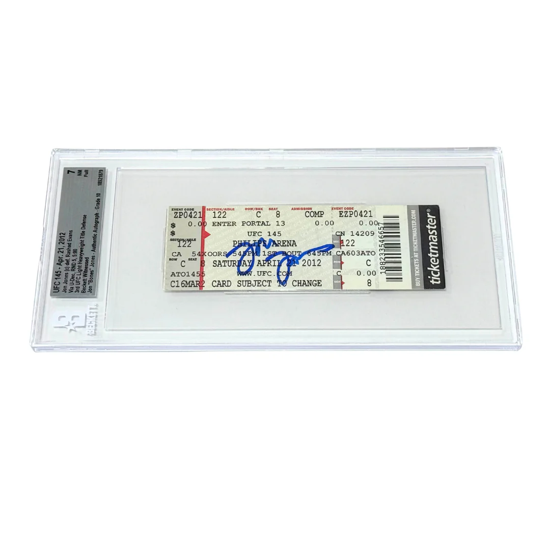 Jon Jones Signed 2012 UFC 145 3rd Title Defense vs Rashad Evans Ticket - BGS 7