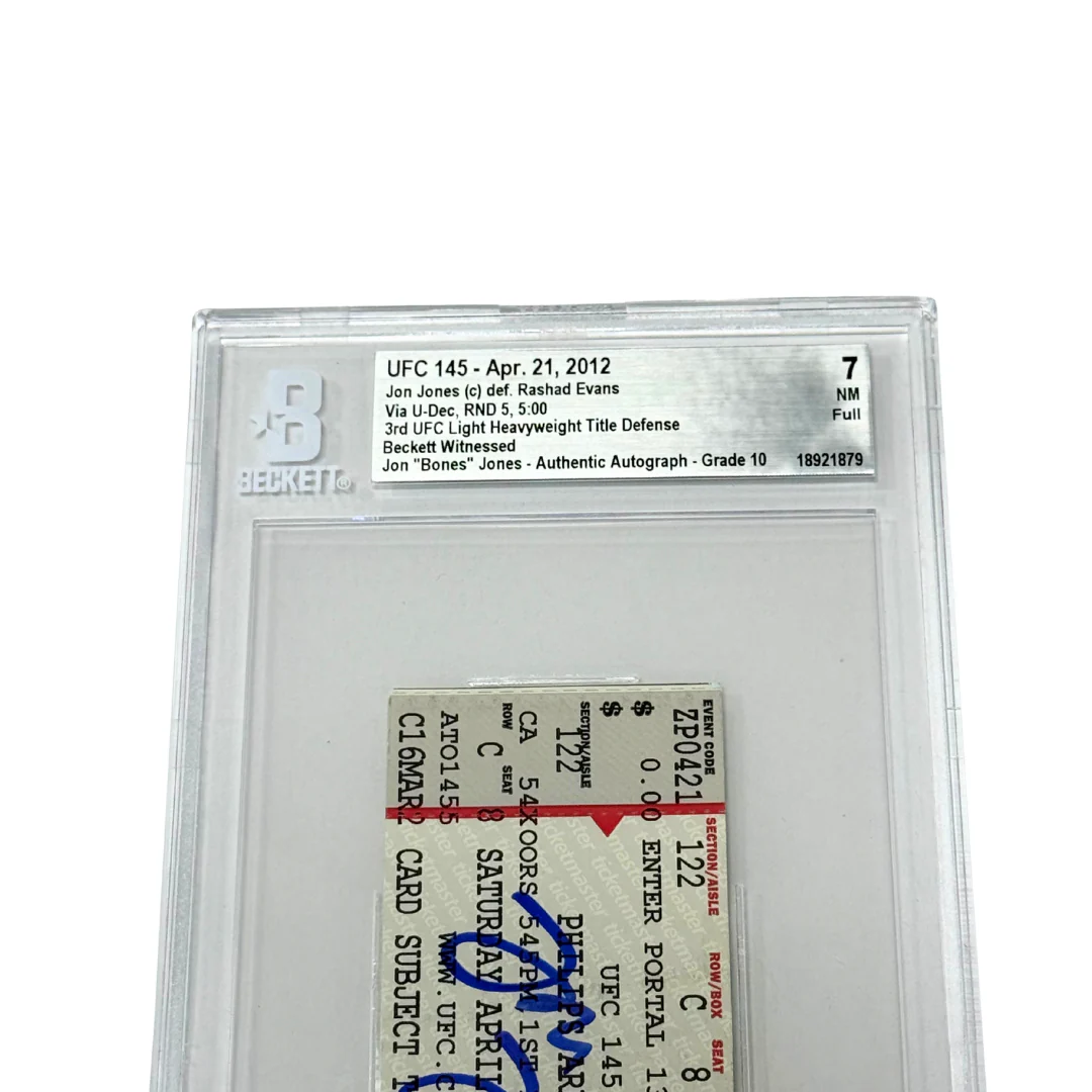 Jon Jones Signed 2012 UFC 145 3rd Title Defense vs Rashad Evans Ticket - BGS 7 - Image 3