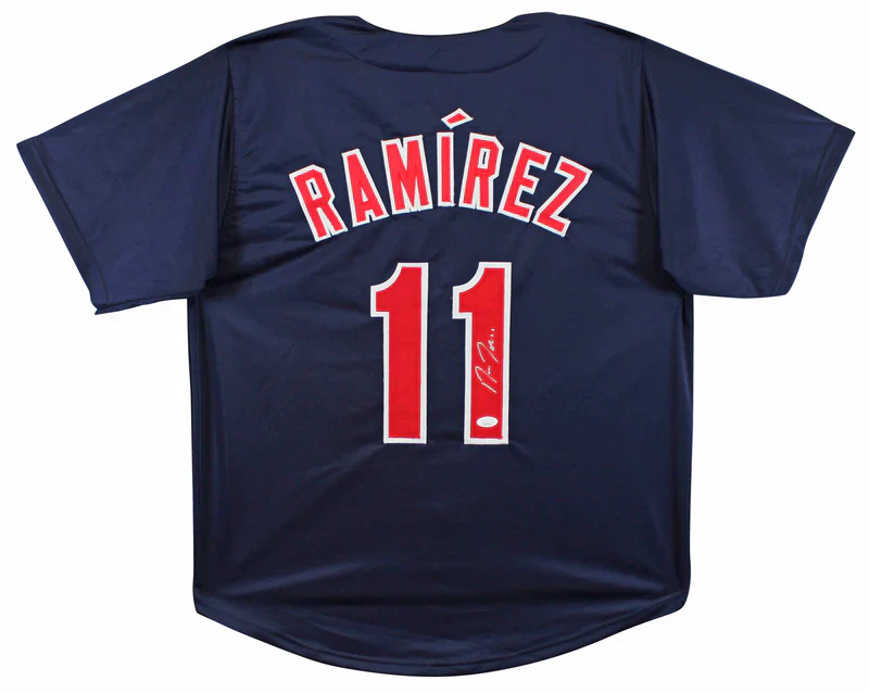 Jose Ramirez Signed Navy Pro Style Baseball Jersey with JSA COA - Image 2