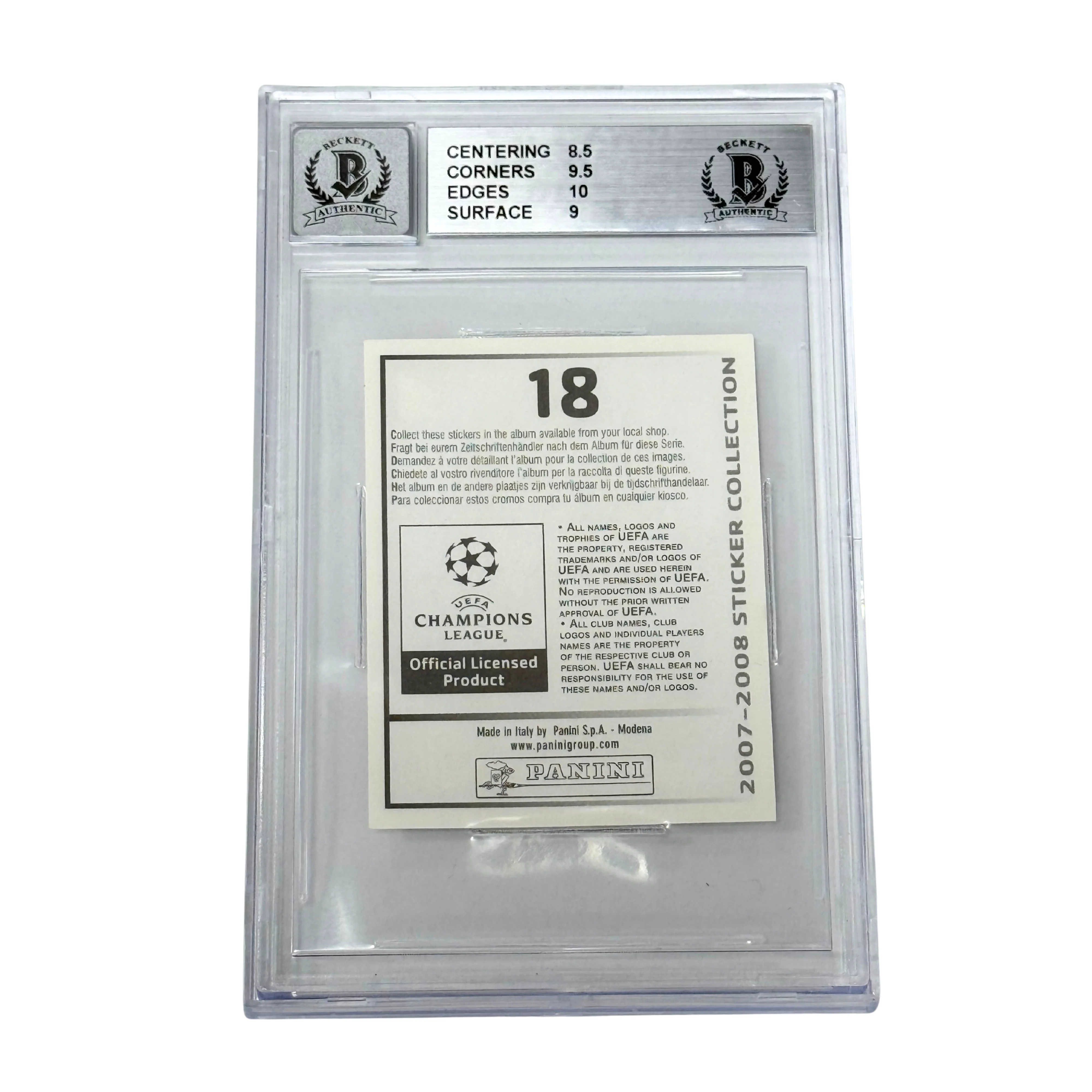 Kaka Signed 2007-08 Panini Champions League Stickers #18 – BGS 9 AUTO 10 - Image 2