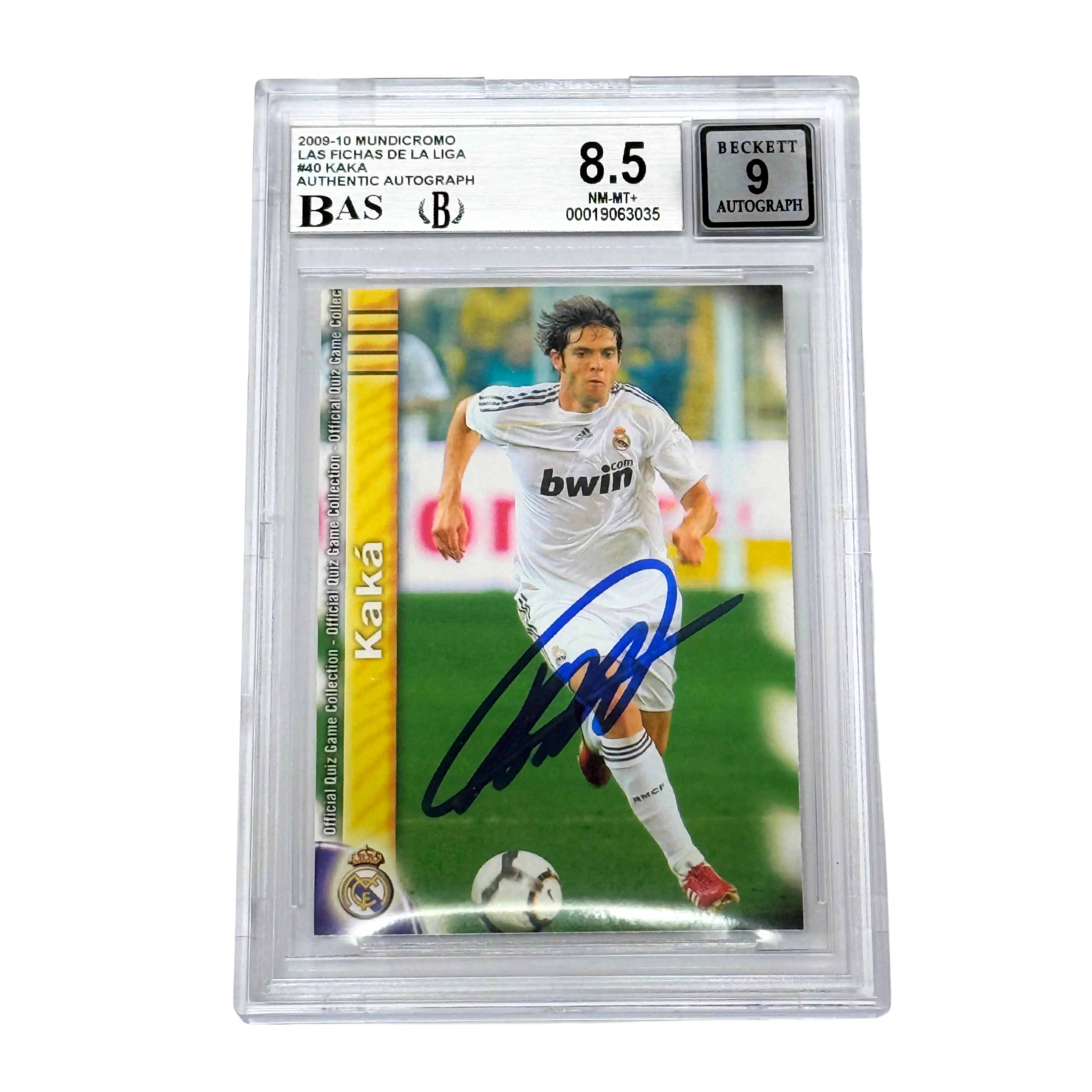 Kaka Signed 2009-10 Mundicromo Las Fichas De La Liga #40 – BGS 8.5 AUTO 9