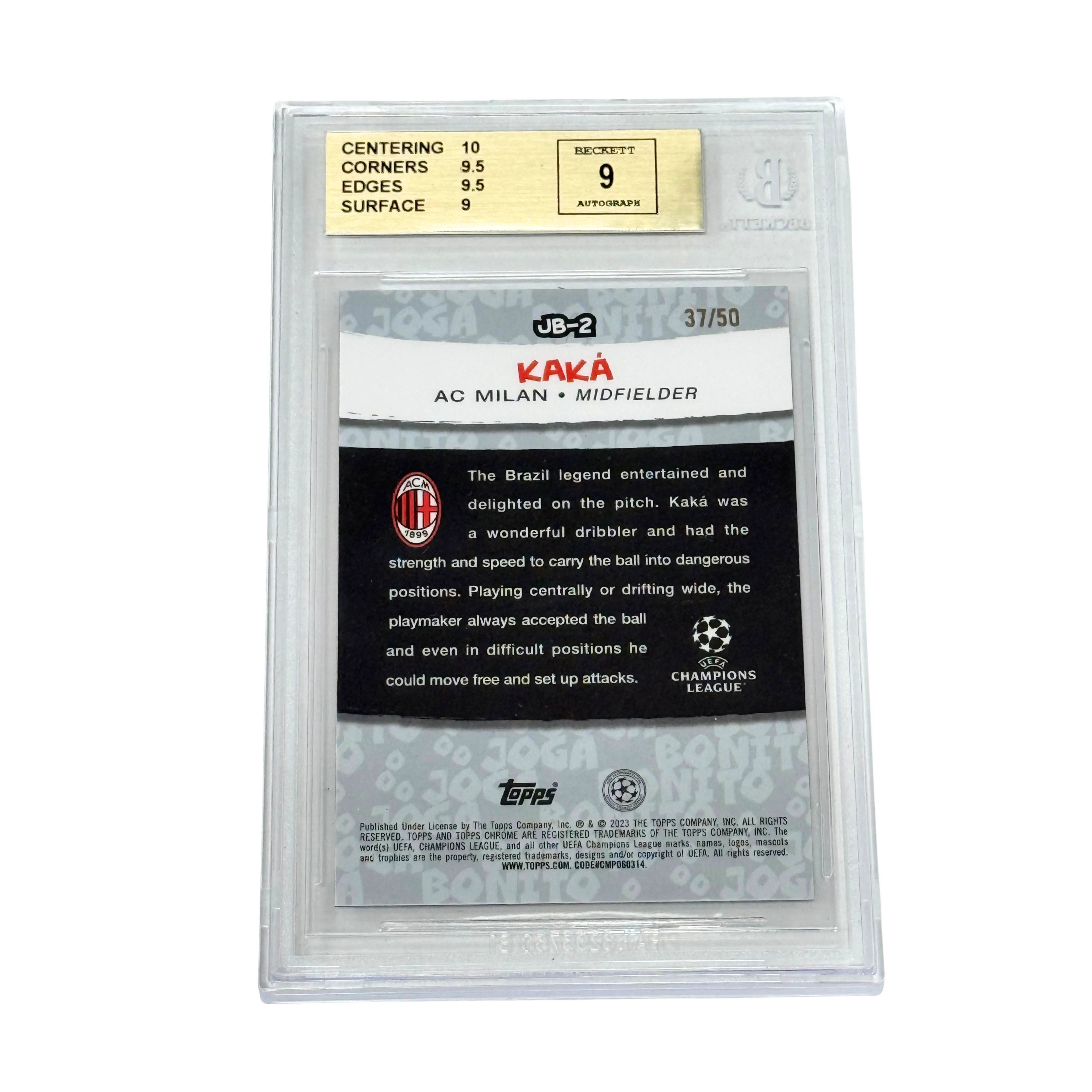 Kaka Signed 2022-23 Topps Chrome UCC Joga Bonito Gold /50 – BGS 9.5 - Image 2