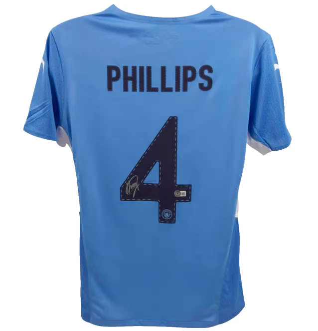 Kalvin Phillips Signed Manchester City Home Soccer Jersey #4 with Beckett COA - Image 3