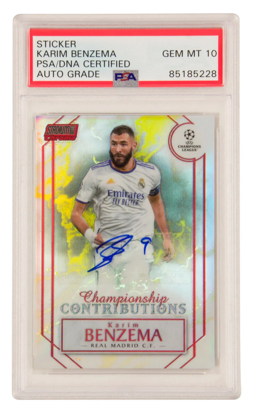 Karim Benzema Signed 2021 Topps Stadium Club Chrome Red /5 – PSA 10 Autograph