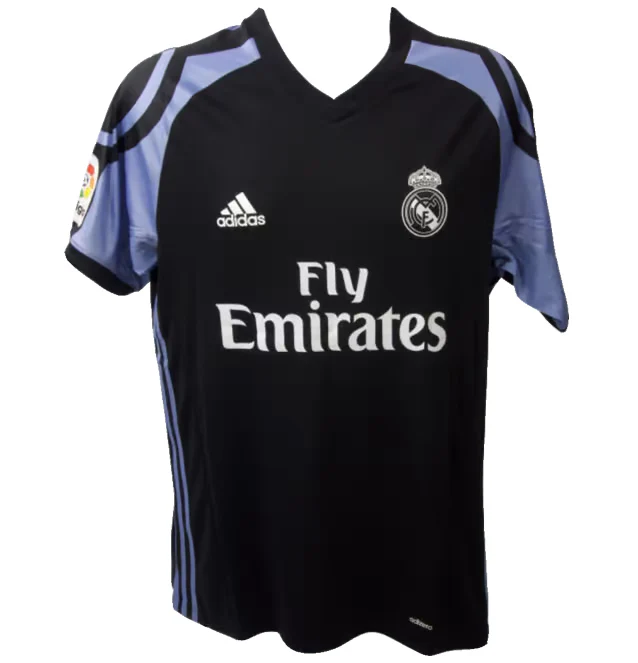 Framed Karim Benzema Signed Real Madrid FC Away Soccer Jersey #9 with Beckett COA - Image 4