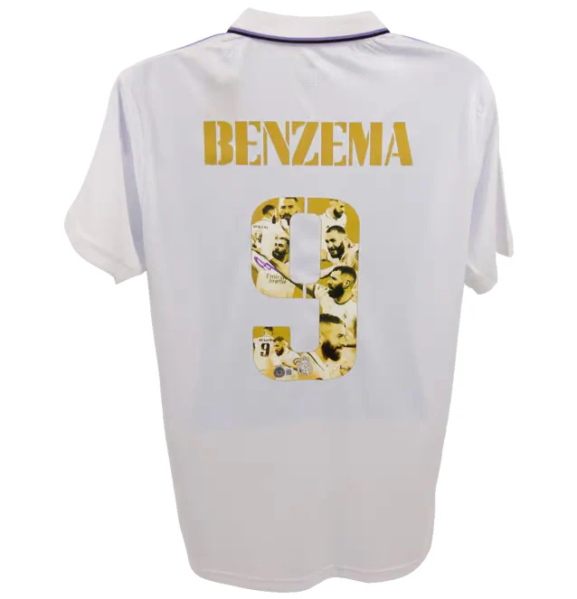 Karim Benzema Signed Custom Real Madrid FC Home Soccer Jersey #9 with Beckett COA - Image 3
