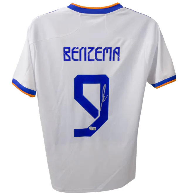 Framed Karim Benzema Signed Real Madrid FC Home Soccer Jersey #9 with Beckett COA - Image 3