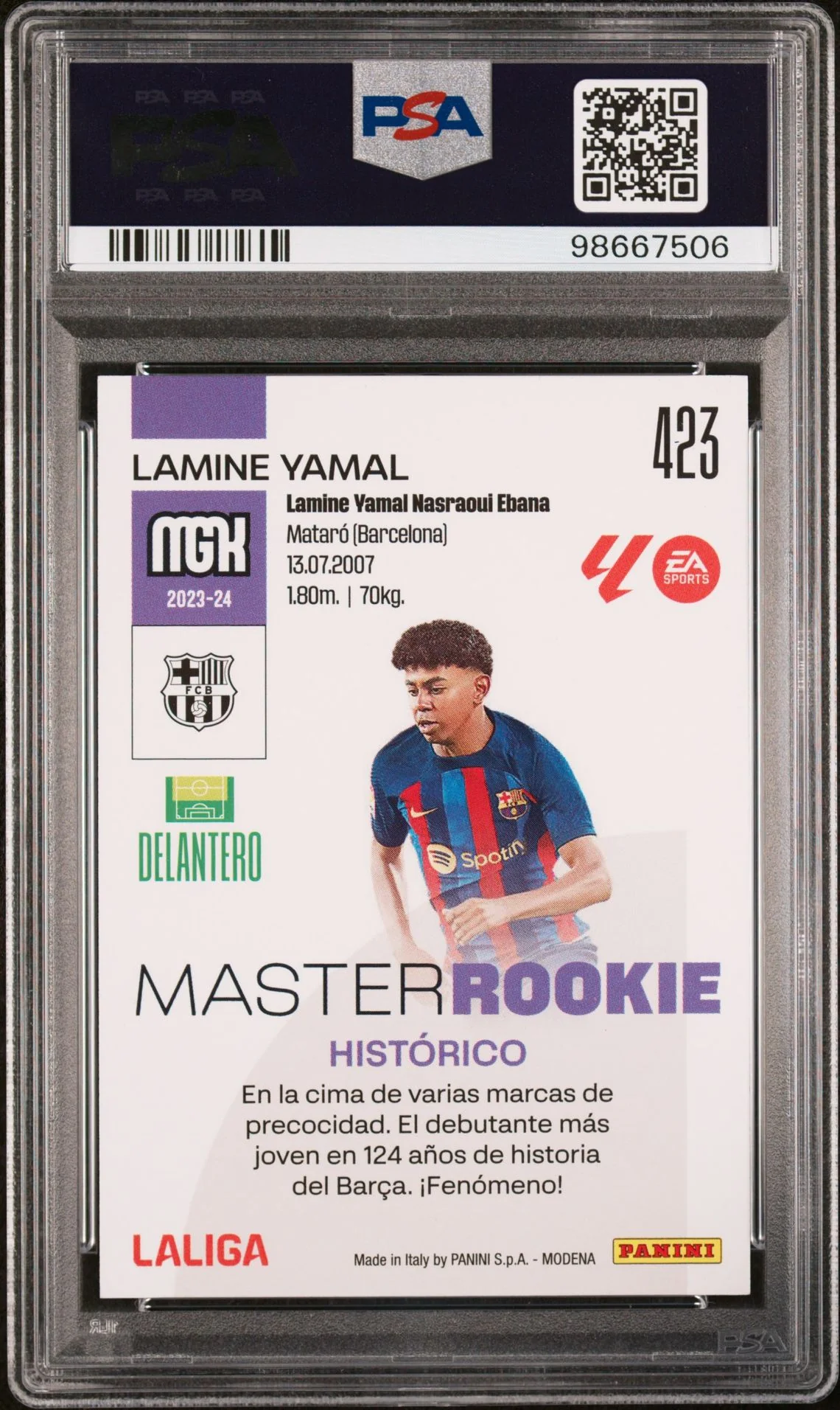 Lamine Yamal Signed 2023-24 Panini Megacracks Master Rookie Card - PSA 8 Auto 10 - Image 2
