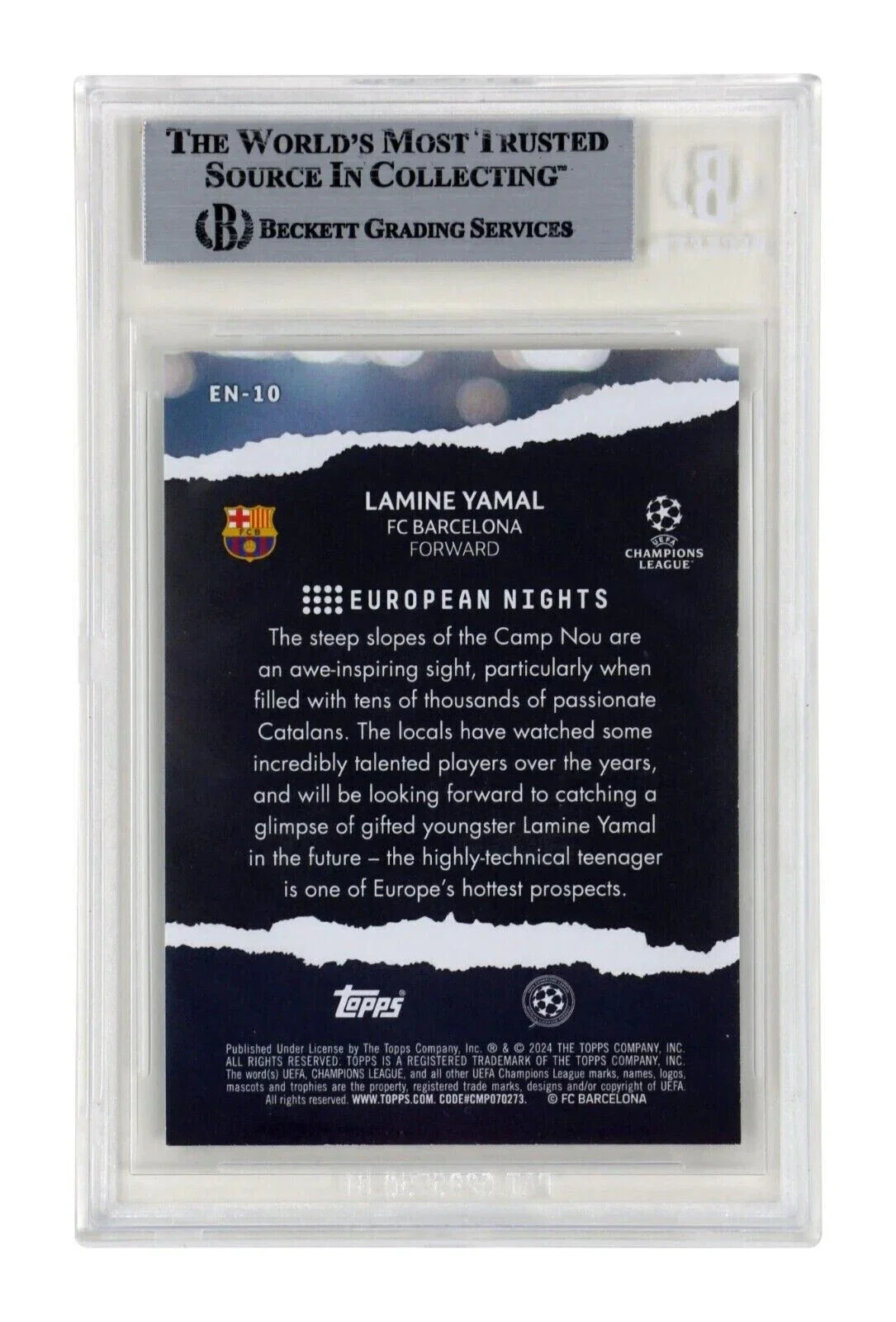 Lamine Yamal Signed 2023-24 Topps European Nights Rookie Card – BGS Authentic - Image 2