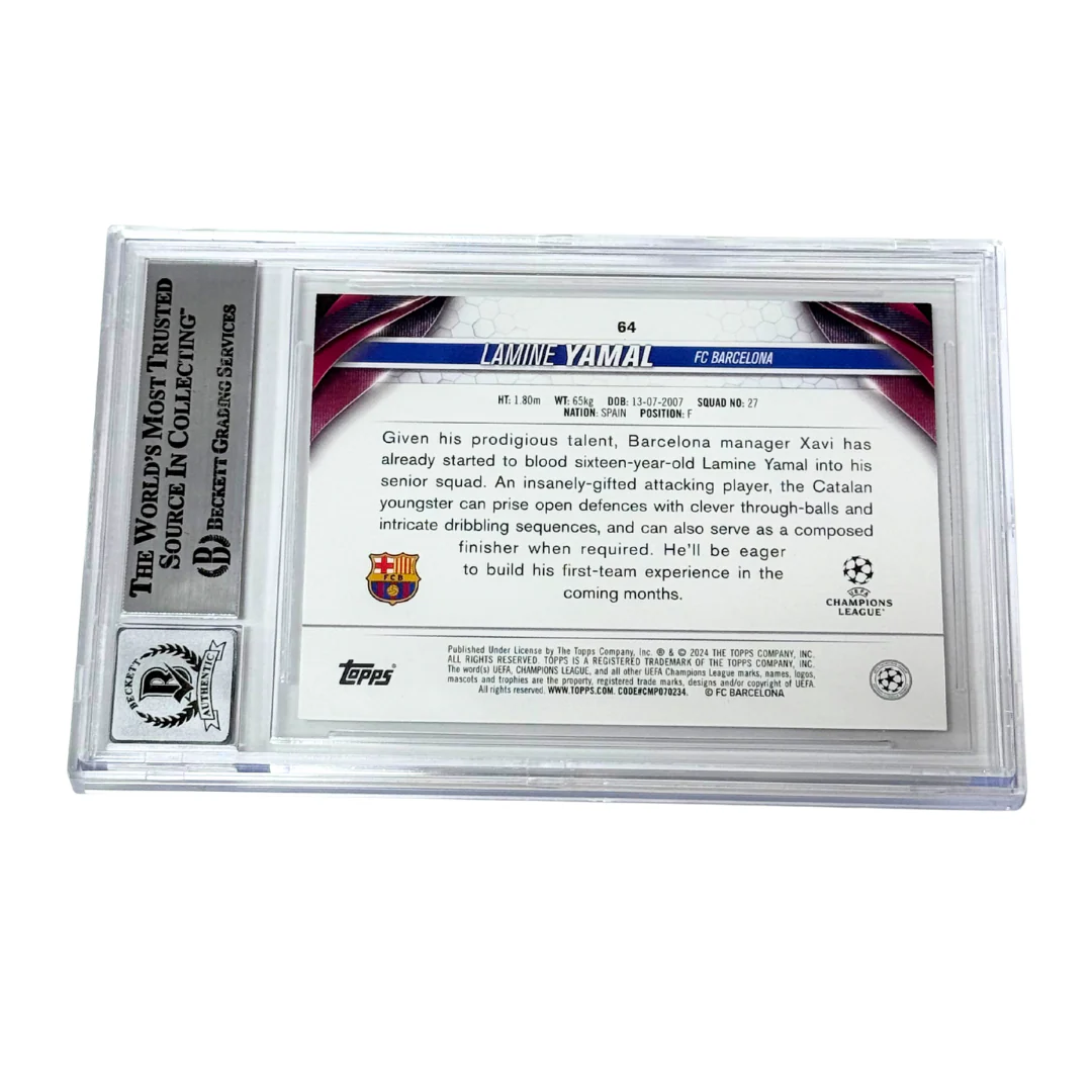 Lamine Yamal Signed 2023-24 Topps UCC Rookie Card – BGS Autograph 10 - Image 2