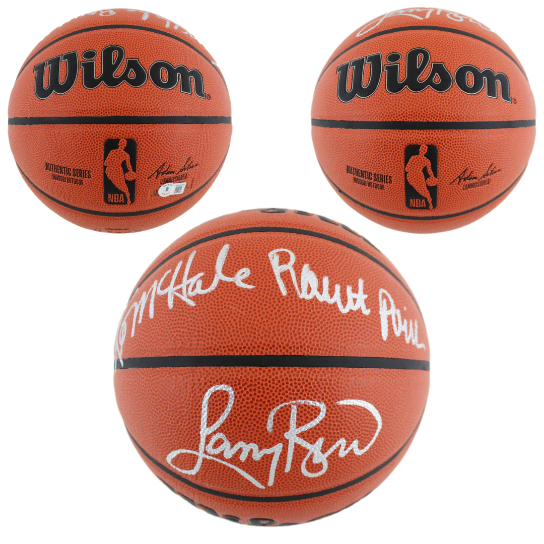Larry Bird, Kevin McHale & Robert Parish Triple Signed Wilson Basketball with Beckett Witness
