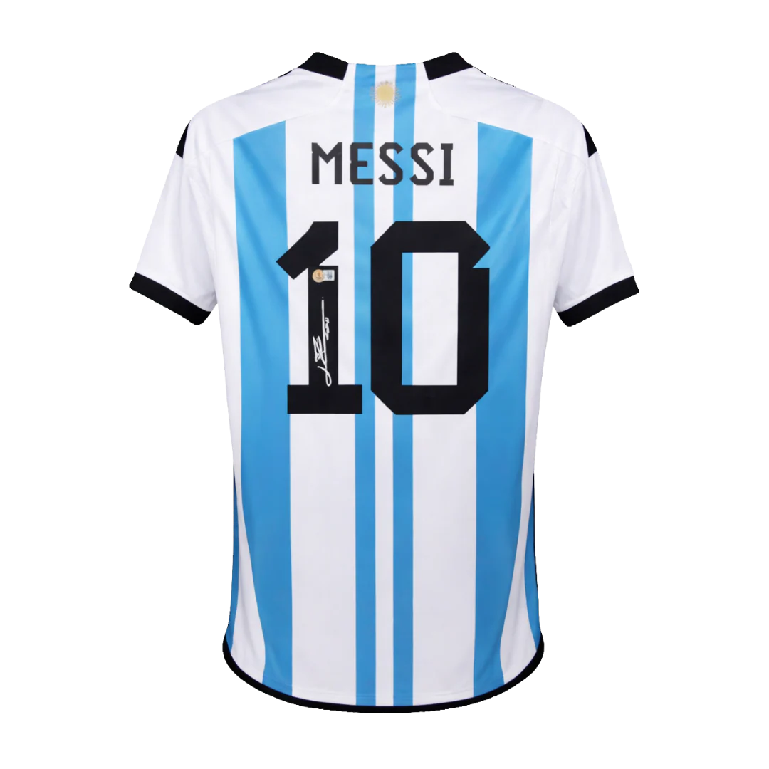 Framed Lionel Messi Signed Argentina Home Soccer Jersey #10 with Beckett Witness - Image 3