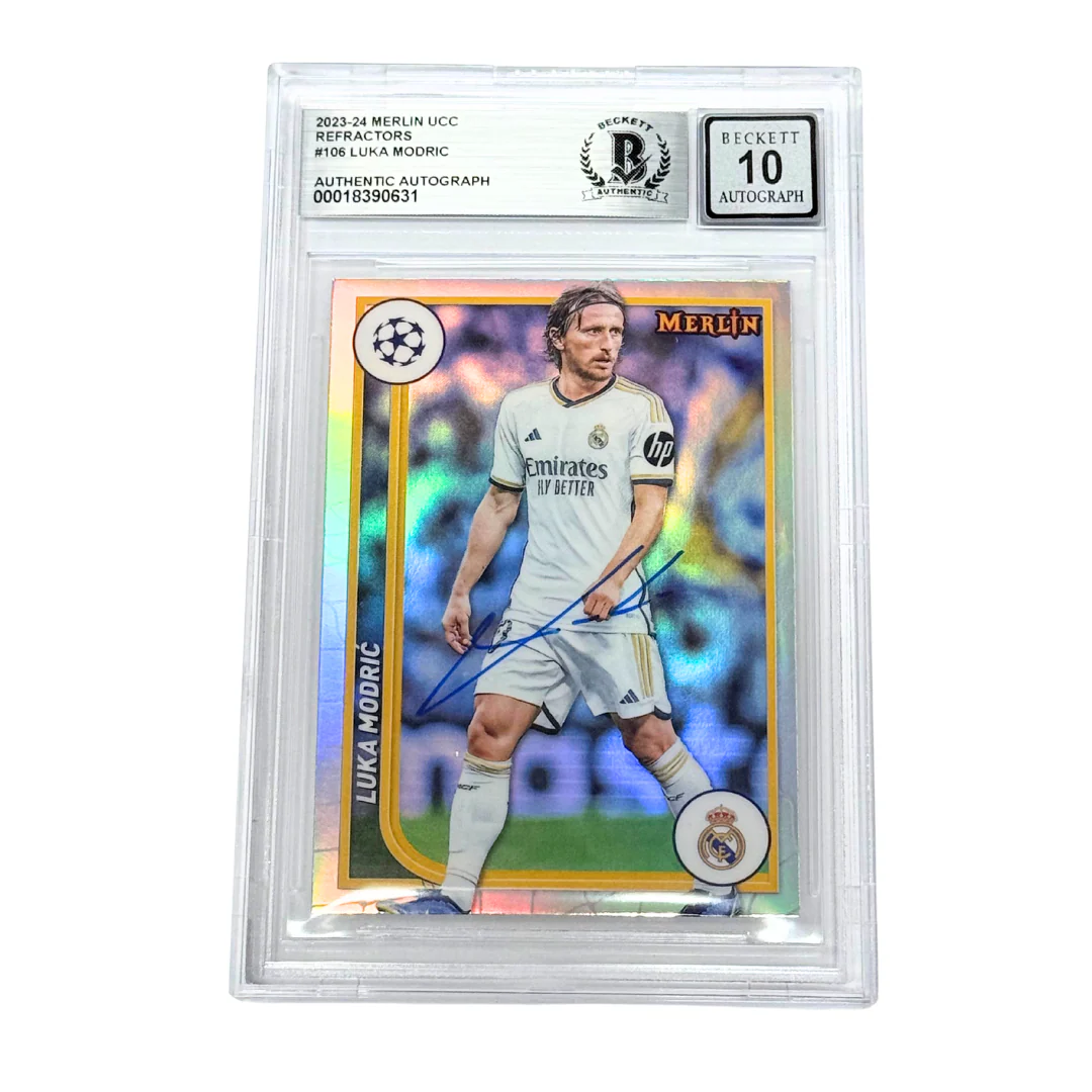 Luka Modric Signed 2023-24 Topps Merlin UCC Refractors #106 – BGS 10
