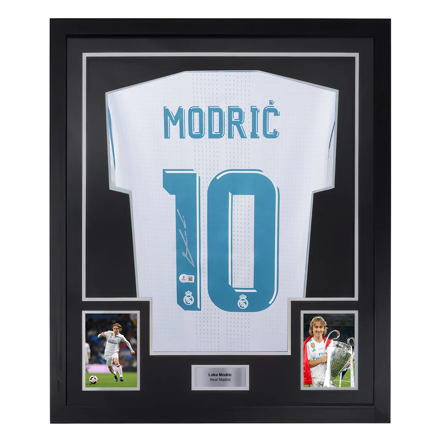Framed Luka Modric Signed Real Madrid FC Home Soccer Jersey #10 with Beckett COA