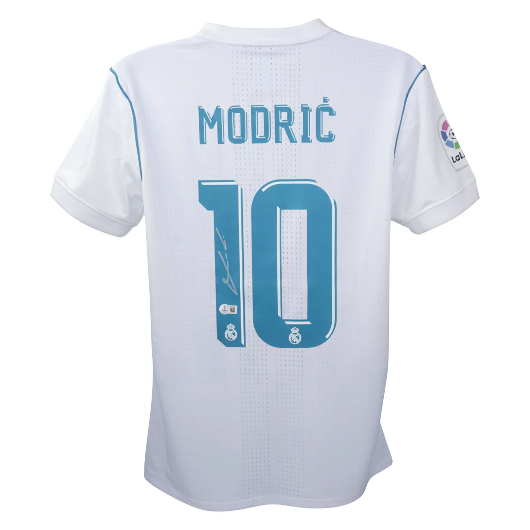 Framed Luka Modric Signed Real Madrid FC Home Soccer Jersey #10 with Beckett COA - Image 3