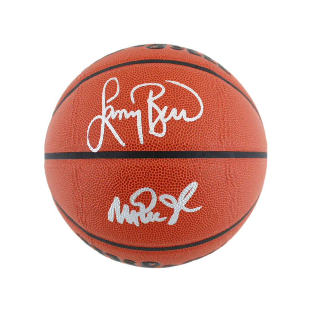 Magic Johnson & Larry Bird Dual Signed Wilson Basketball with Beckett Witness - Image 2