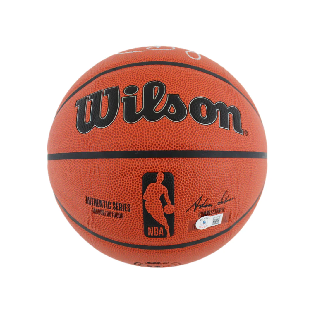 Magic Johnson & Larry Bird Dual Signed Wilson Basketball with Beckett Witness - Image 3
