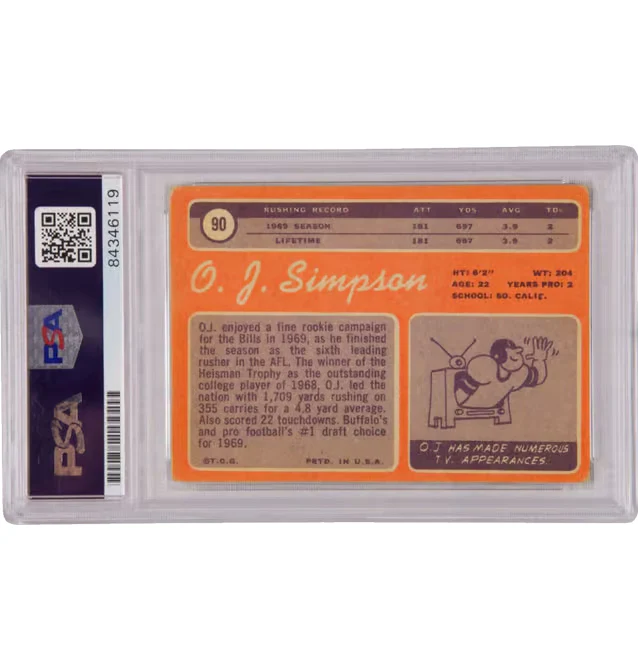 OJ Simpson Signed 1970 Topps Inscribed “The Juice #1 Pick” – PSA Authentic - Image 2