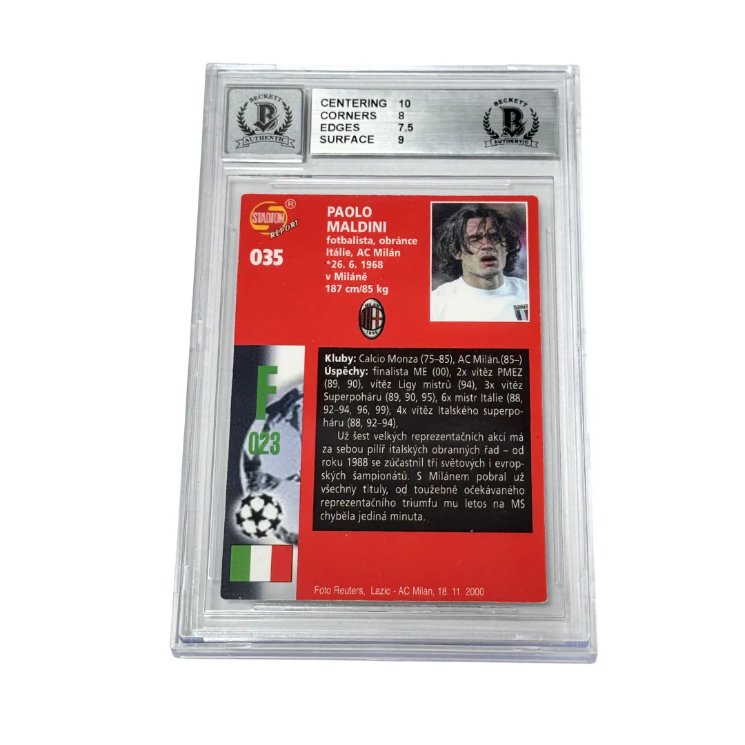 Paolo Maldini Signed 2000 Stadion World Stars #35 – BGS 8 AUTO 10 - Image 2