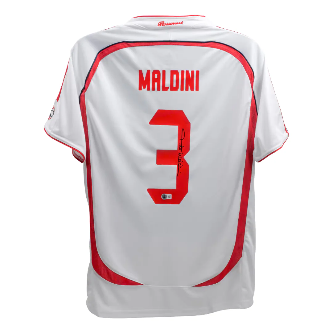 Framed Paolo Maldini Signed AC Milan Away Soccer Jersey #3 with Beckett Witness - Image 3