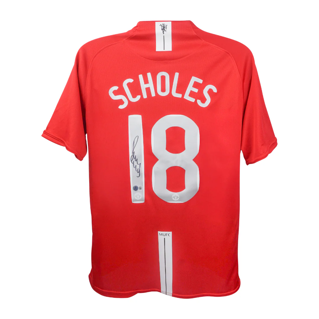 Framed Paul Scholes Signed Manchester Utd 08 UCL Final Jersey #18 with Beckett Witness - Image 3