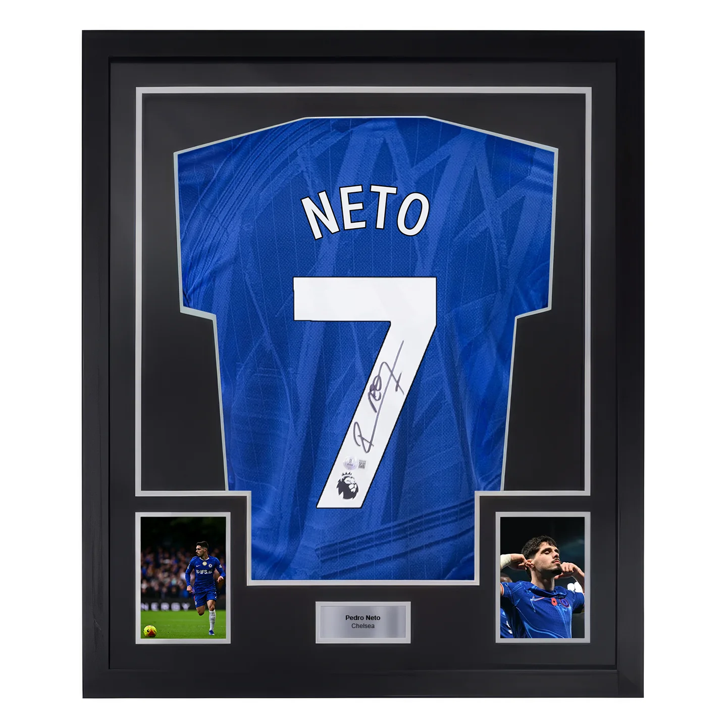 Framed Pedro Neto Signed Chelsea FC 2025-26 Home Soccer Jersey #7 with Beckett Witness