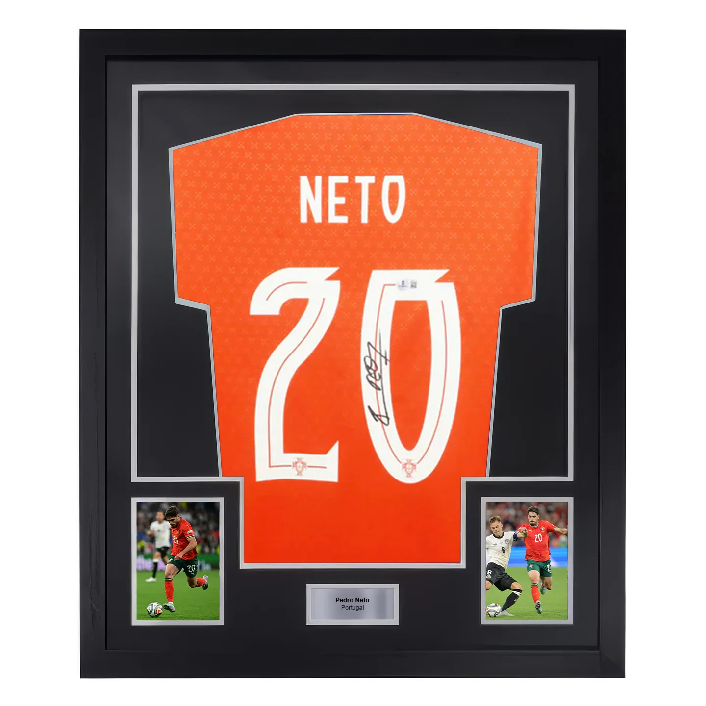 Framed Pedro Neto Signed Portugal FC Home Soccer Jersey #20 with Beckett COA
