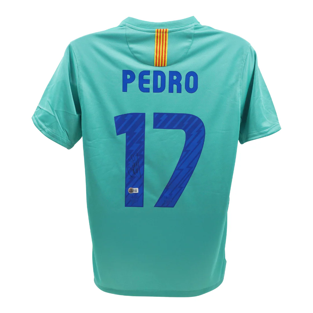 Pedro Signed FC Barcelona Away Soccer Jersey #17 with Beckett COA - Image 3