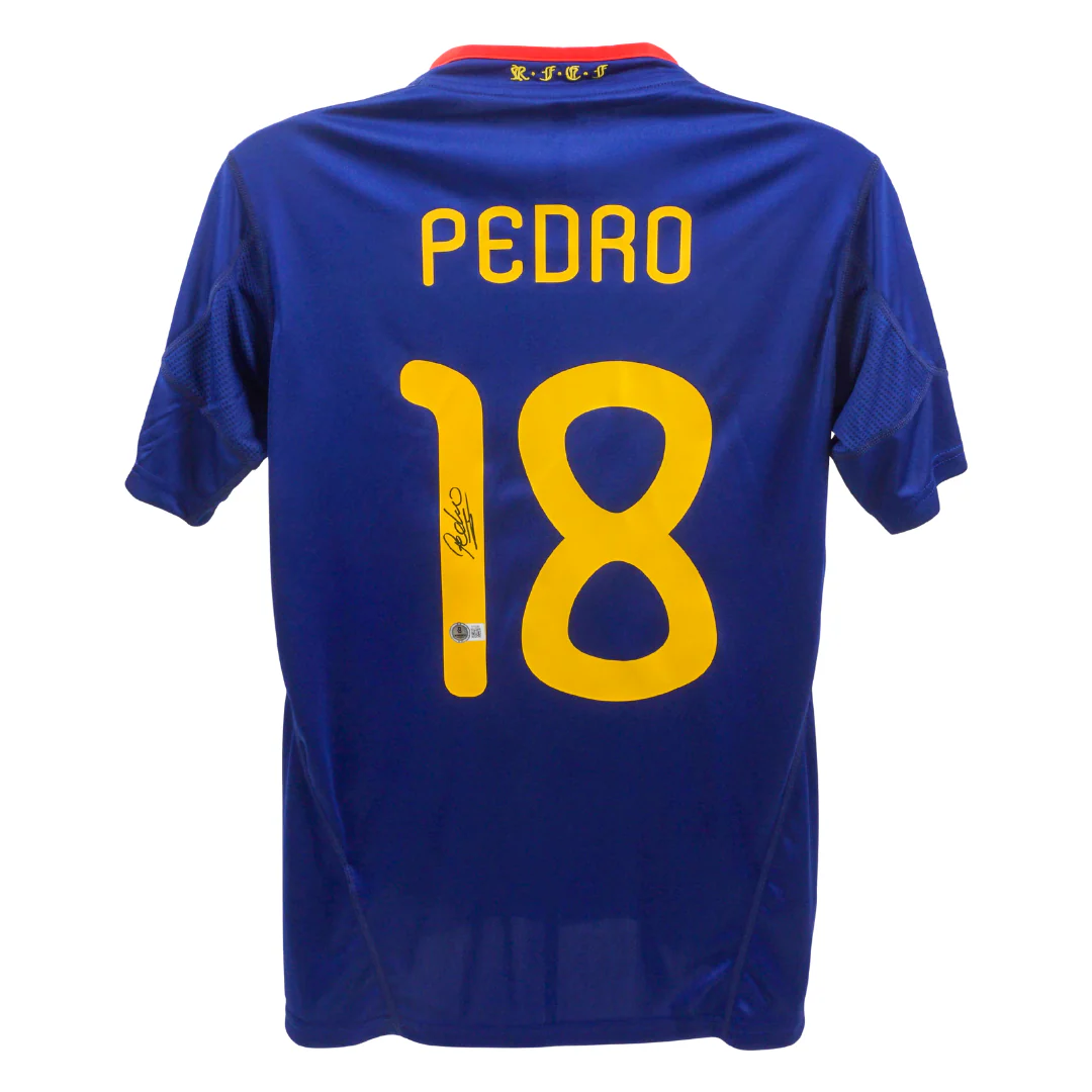 Pedro Signed Spain National Away Soccer Jersey #18 with Beckett COA - Image 3