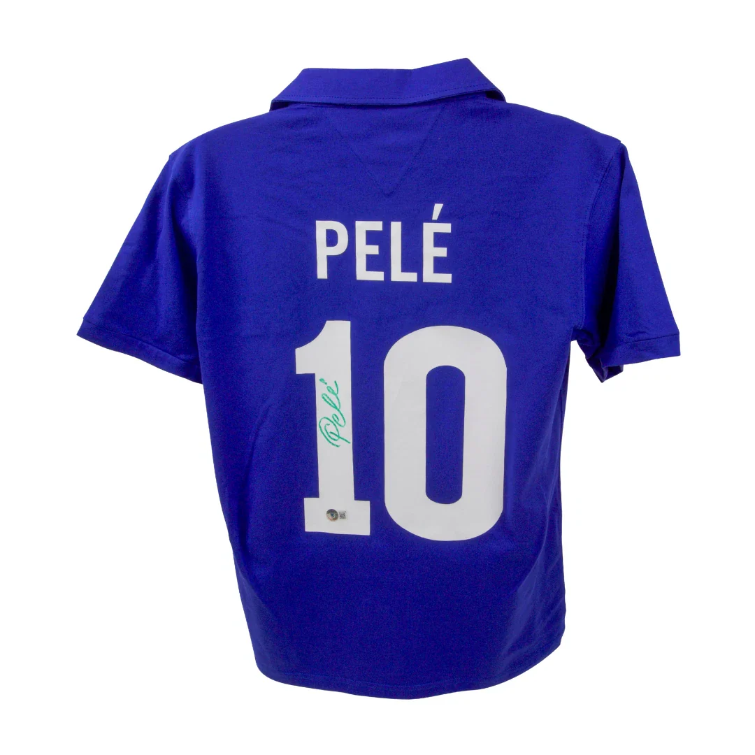 Framed Pele Signed Vintage Brazil FC Away Soccer Jersey #10 with Beckett COA - Image 3