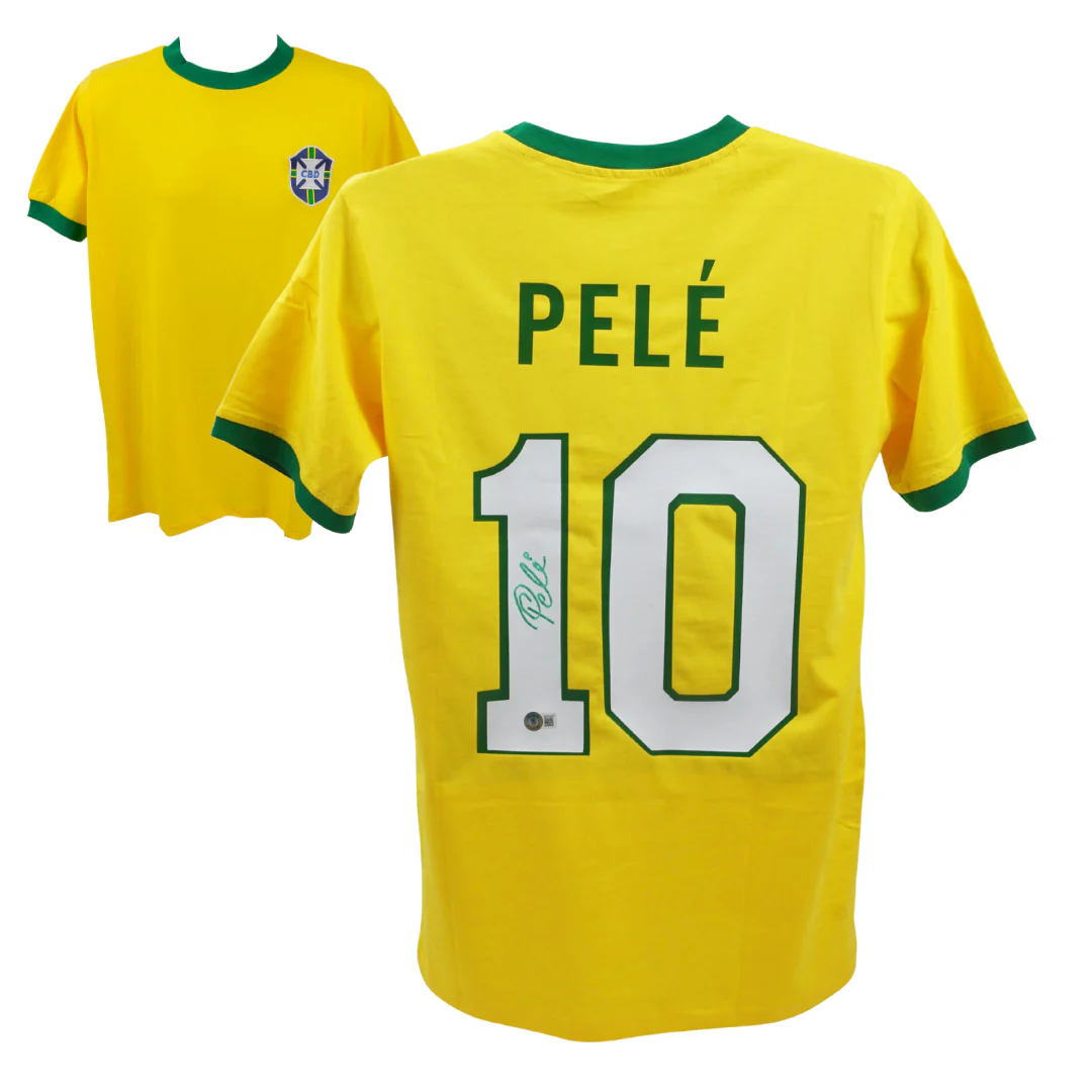 Pele Signed Vintage Brazil FC Home Soccer Jersey #10 with Beckett COA