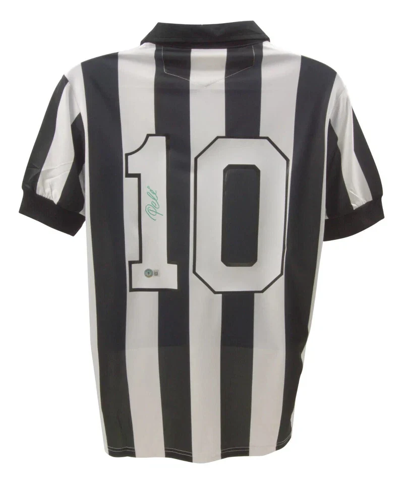 Framed Pele Signed Vintage Santos FC Home Soccer Jersey #10 with Beckett COA - Image 3