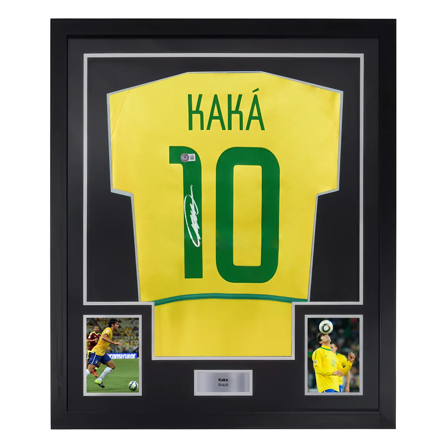 Framed Ricardo Kaka Signed Brazil FC Home Soccer Jersey #10 with Beckett Witness