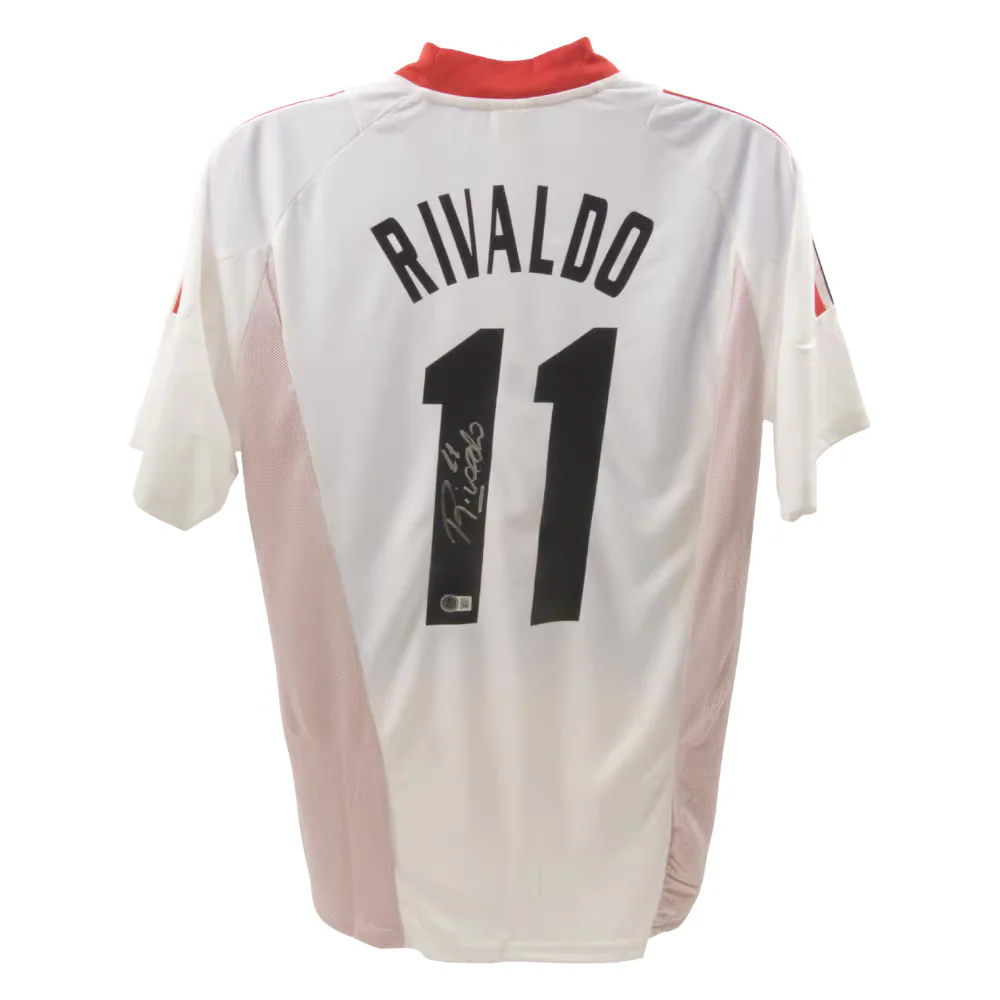 Rivaldo Signed AC Milan Away Soccer Jersey #11 with Beckett Witness - Image 3