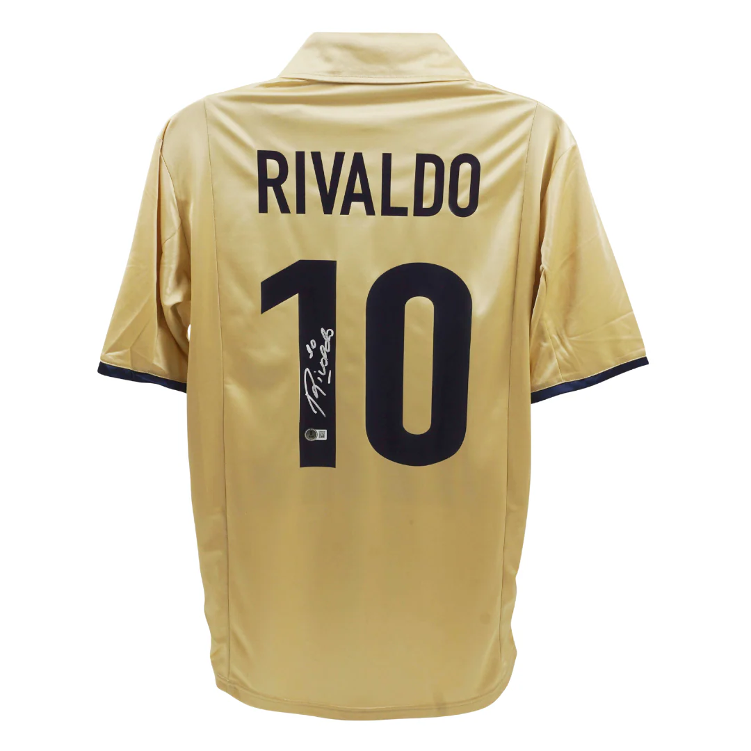 Rivaldo Signed FC Barcelona Away Soccer Jersey #10 with Beckett Witness - Image 3