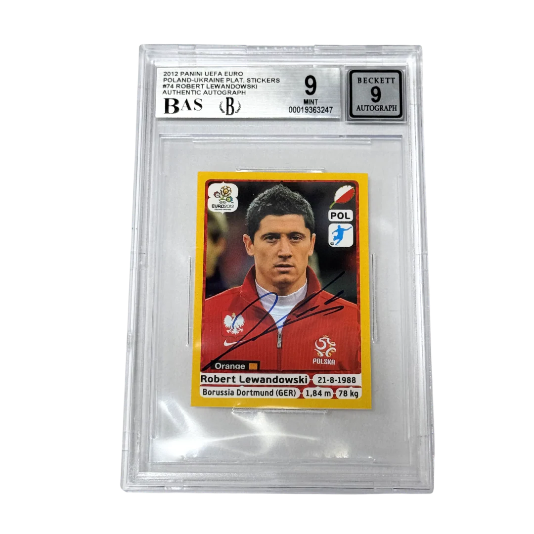 Robert Lewandowski Signed 2012 Panini EURO Platinum Edition Sticker - BGS 9