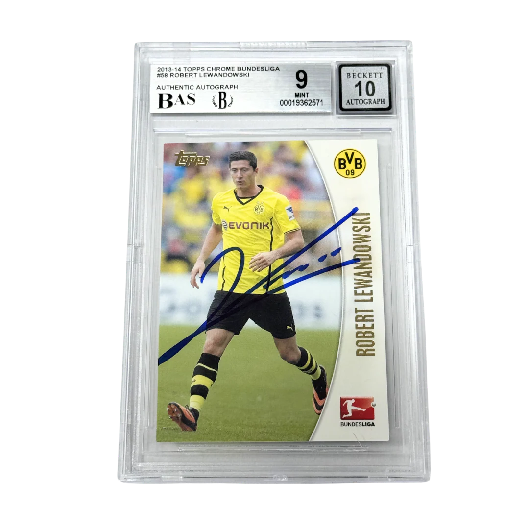 Robert Lewandowski Signed 2013-14 Topps Chrome Bundesliga #58 - BGS 9 AUTO 10