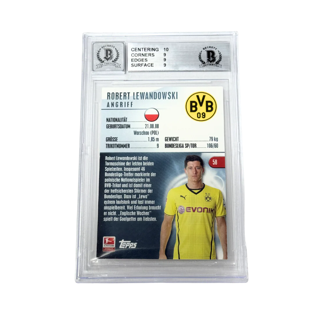 Robert Lewandowski Signed 2013-14 Topps Chrome Bundesliga #58 - BGS 9 AUTO 10 - Image 2