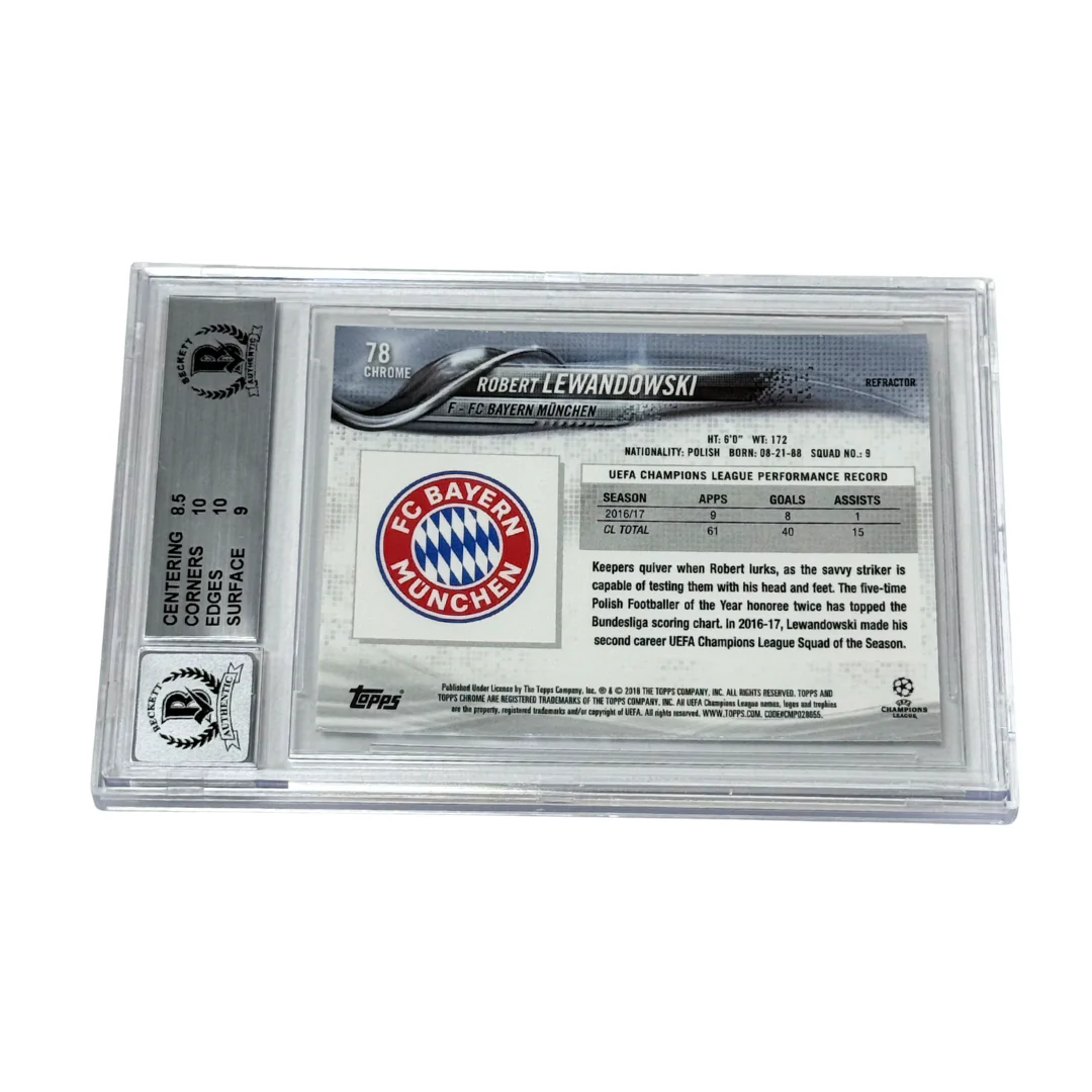 Robert Lewandowski Signed 2017-18 Topps Chrome UCL Refractor - BGS 9 AUTO 10 - Image 2