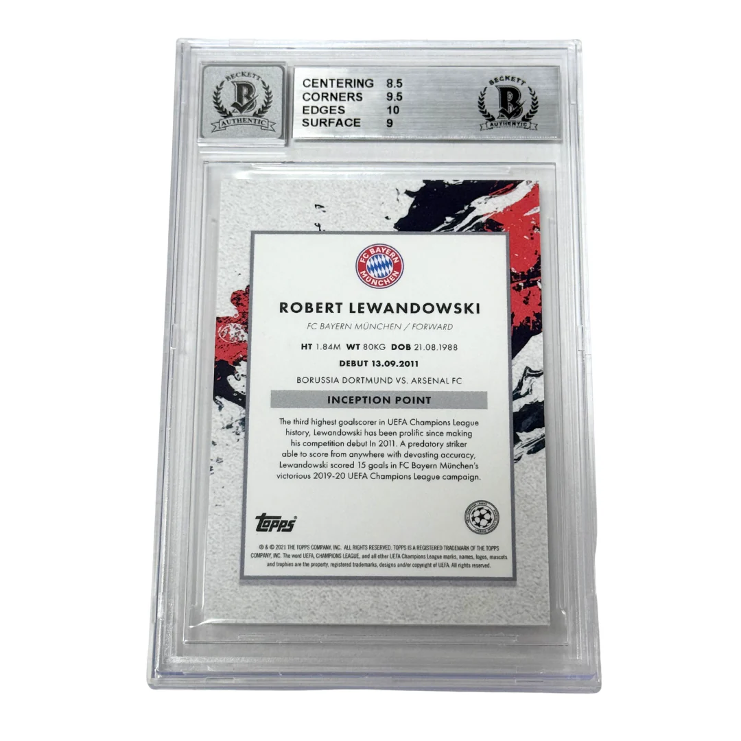 Robert Lewandowski Signed 2020-21 Topps Inception UCL - BGS 9 AUTO 10 - Image 2