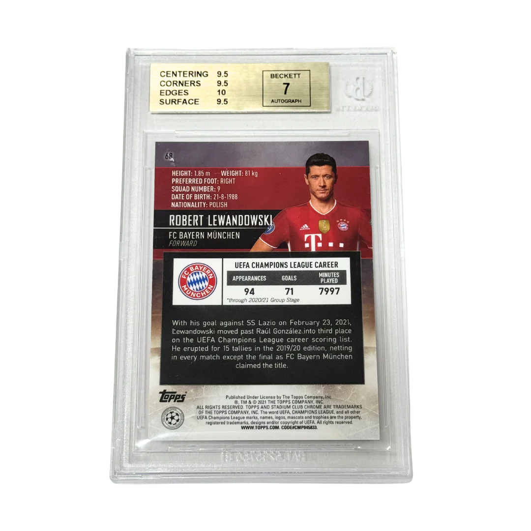 Robert Lewandowski Signed 2020-21 Topps Stadium Club Chrome UCL - BGS 9.5 - Image 2