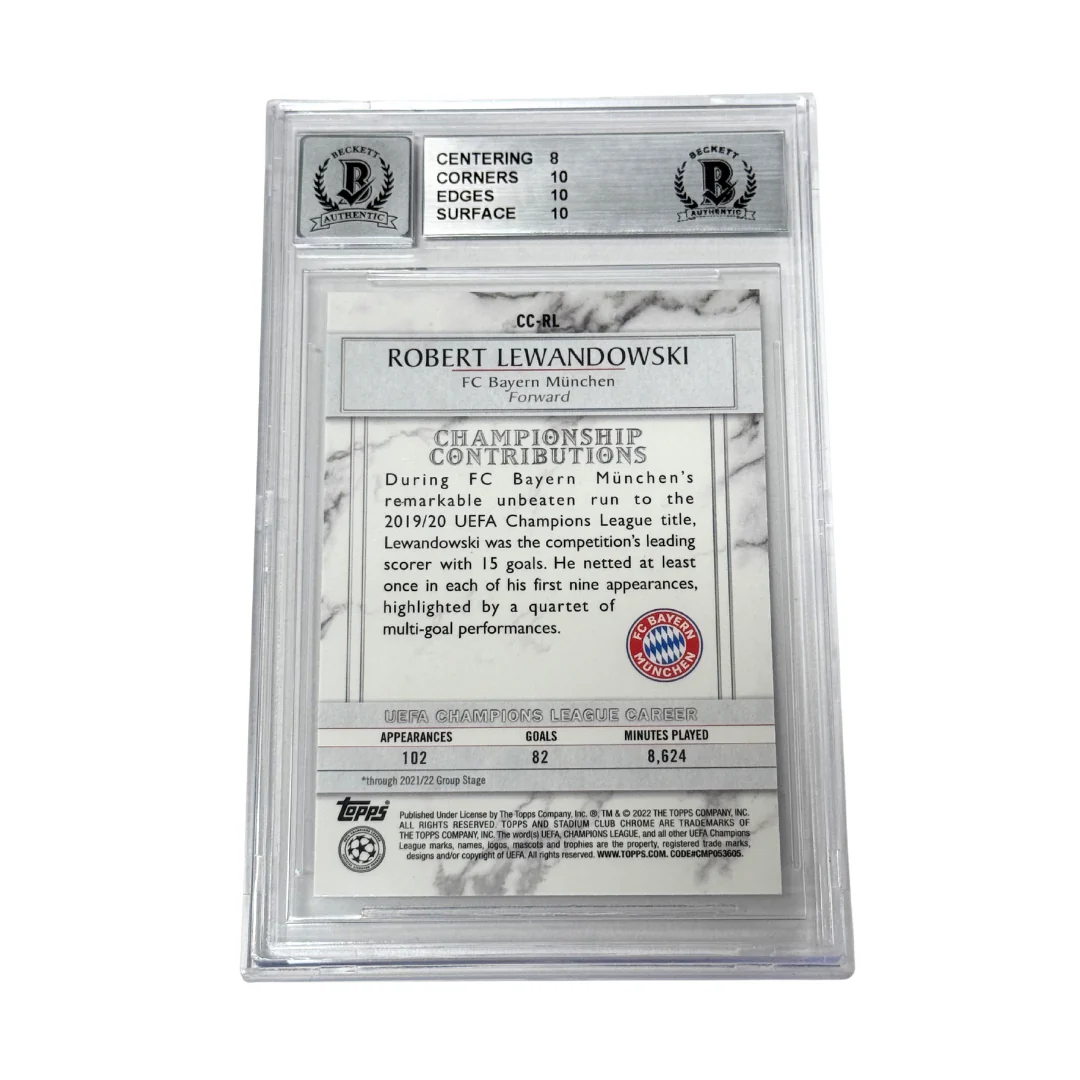 Robert Lewandowski Signed 2021-22 Topps Stadium Club Chrome UCL - BGS 8.5 - Image 2