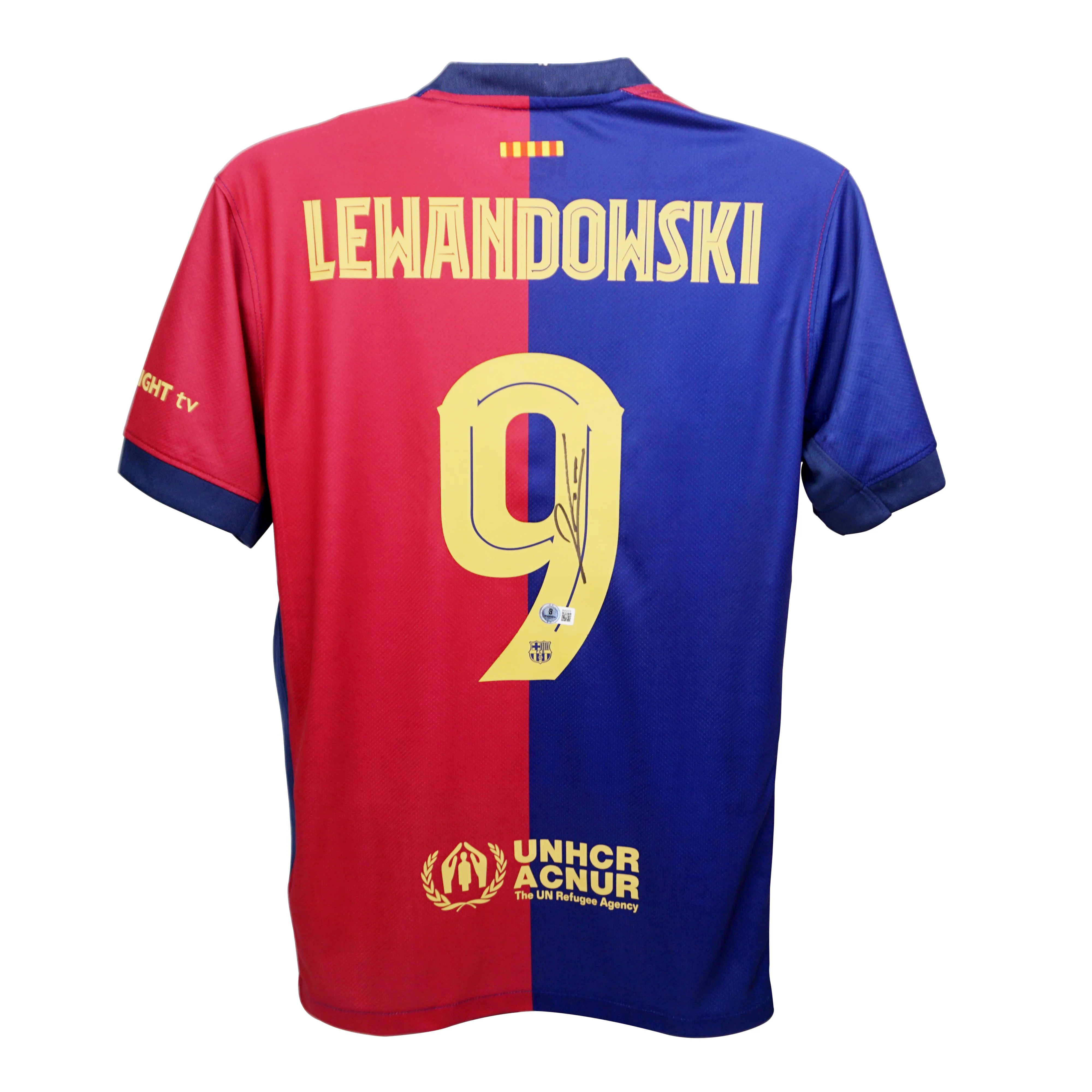 Framed Robert Lewandowski Signed Barcelona Home Soccer Jersey #9 with Beckett COA - Image 3
