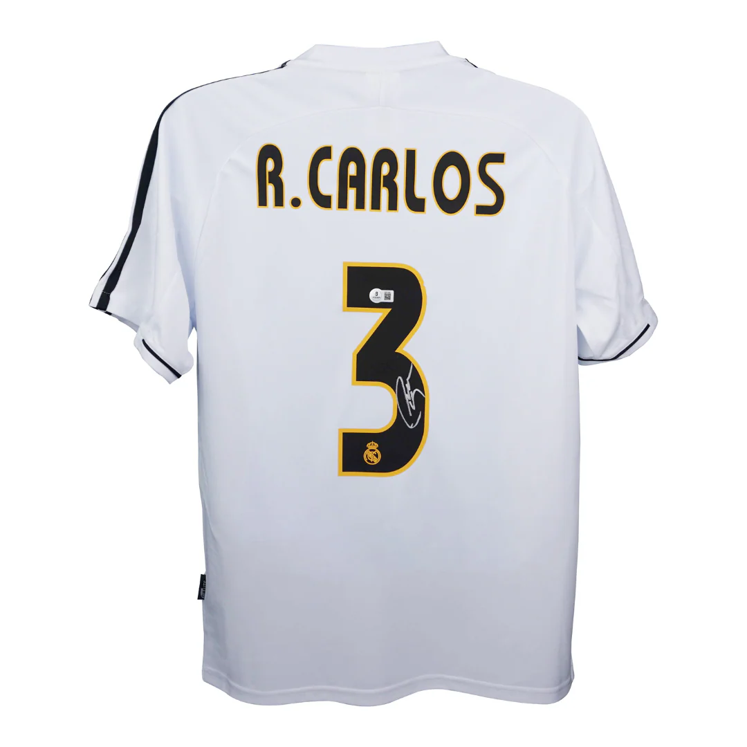 Framed Roberto Carlos Signed Real Madrid Soccer Jersey #3 with Beckett Witness - Image 3