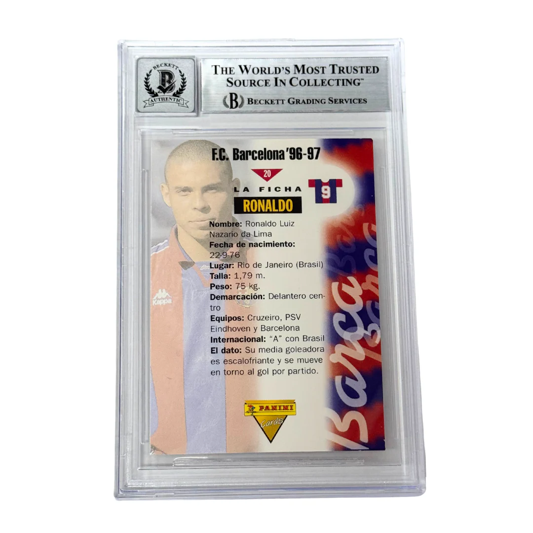 Ronaldo Nazario Signed 1996-97 Panini FC Barcelona #20 - Beckett Witness - Image 2