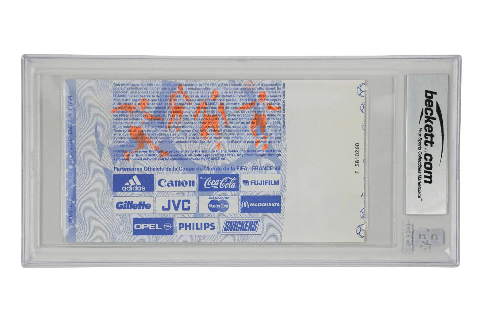 Ronaldo Nazario Signed 1998 World Cup Debut Match Ticket – BGS Authentic - Image 2