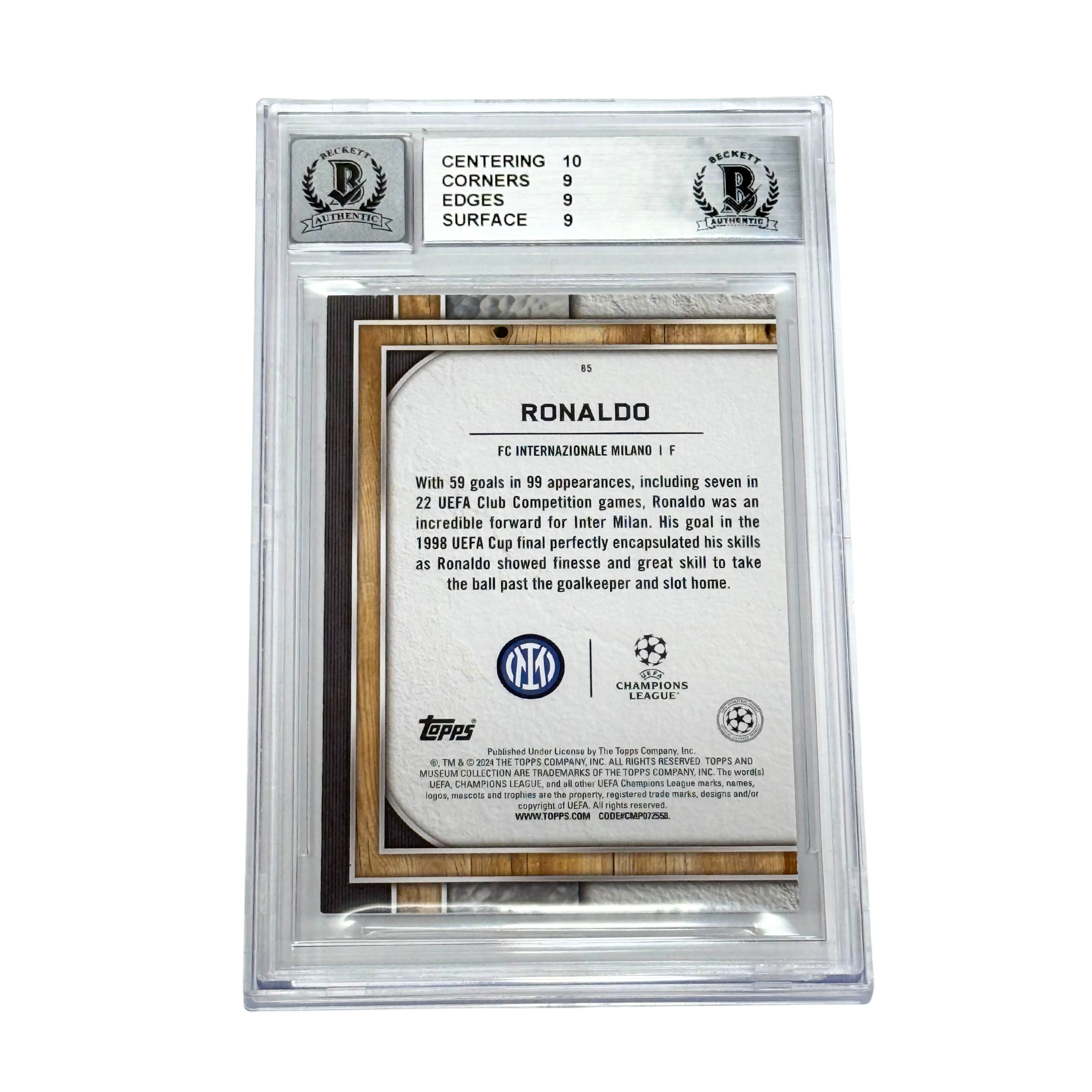 Ronaldo Nazario Signed 2023-24 Topps Museum Collection UCC #85 – BGS 9 AUTO 10 - Image 2